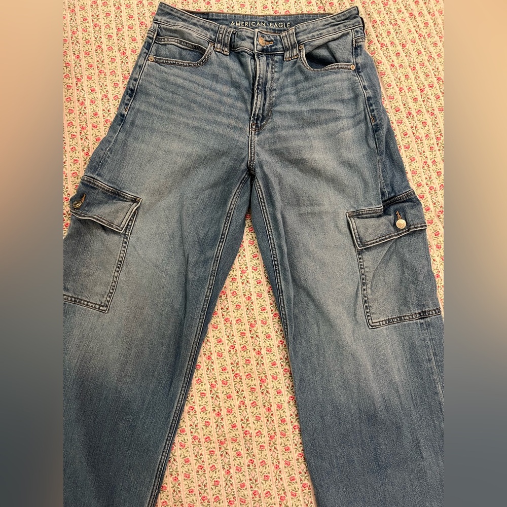 Bundle of 5 American Eagle Outfitters, Garage Blue Denim Cargo Pants. See pict.